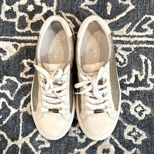 J/Slides White Leather Sneakers Size 6
